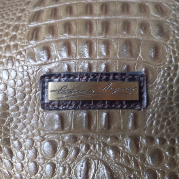 Etienne Aigner Olive Green Croc Embossed Leather Tote Bag
